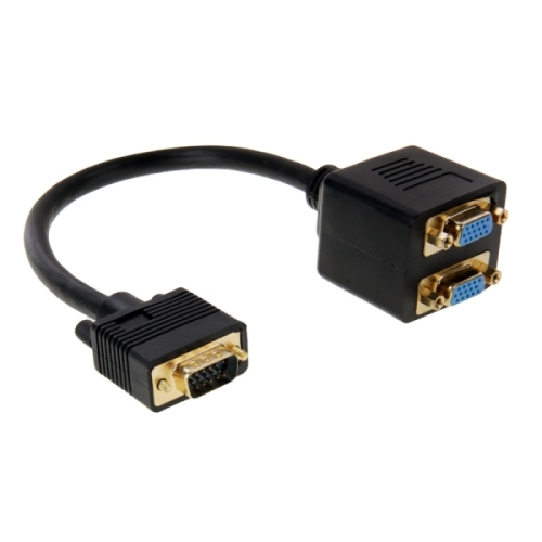 VGA Male to 2 VGA Female Splitter Cable (Black)