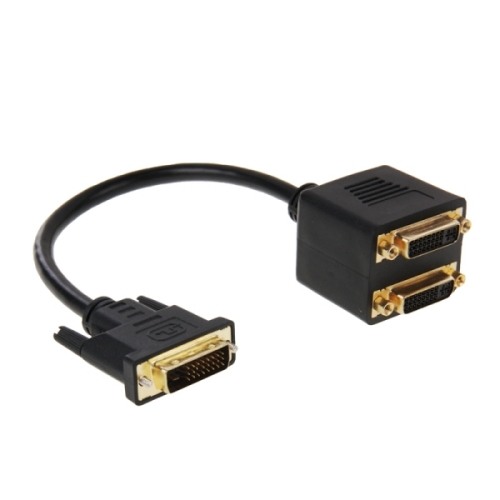 DVI 24+1 Pin Male to 2 x DVI 24+5 Pin Female Adapter Cable (Black)