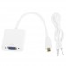 Full HD 1080P Micro HDMI Male to VGA Female Video Adapter Cable with Audio Cable (White)