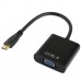 Full HD 1080P Mini HDMI Male to VGA Female Video Adapter Cable with Audio Cable(Black)