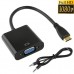 Full HD 1080P Mini HDMI Male to VGA Female Video Adapter Cable with Audio Cable(Black)