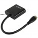 Full HD 1080P Mini HDMI Male to VGA Female Video Adapter Cable with Audio Cable(Black)