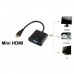 Full HD 1080P Mini HDMI Male to VGA Female Video Adapter Cable with Audio Cable(Black)