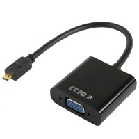 Full HD 1080P Micro HDMI Male to VGA Female Video Adapter Cable with Audio Cable (Black)