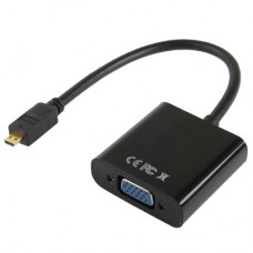 Full HD 1080P Micro HDMI Male to VGA Female Video Adapter Cable with Audio Cable (Black)