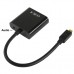 Full HD 1080P Micro HDMI Male to VGA Female Video Adapter Cable with Audio Cable (Black)