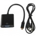 Full HD 1080P Micro HDMI Male to VGA Female Video Adapter Cable with Audio Cable (Black)