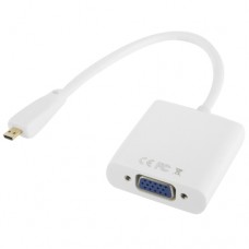 Full HD 1080P Micro HDMI Male to VGA Female Video Adapter Cable with Audio Cable (White)