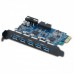 ORICO PVU3-5O2I USB 3.0 PCI Express Card 7 Ports 5Gbps USB Hub Controller Blue