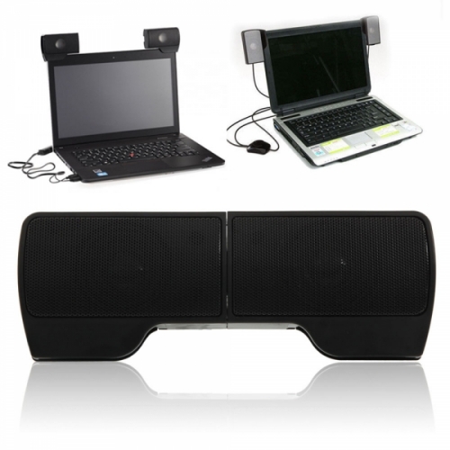 Mini Portable USB Wall-mounted External Speaker for Laptop PC Black